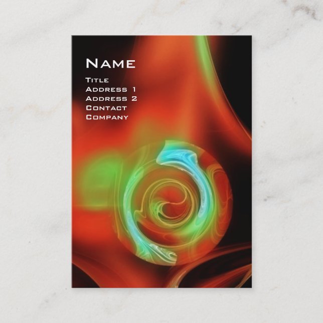 Carte De Visite ROSE FRACTAL 4 MONOGRAS bleu vif bleu vert (Devant)