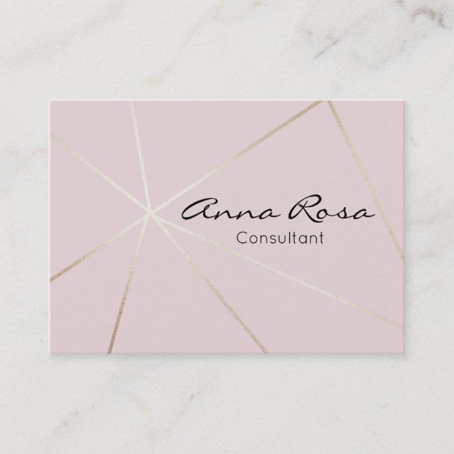 Carte De Visite *~* Rose Géométrique Rose tendance Or Moderne Foil (Devant)