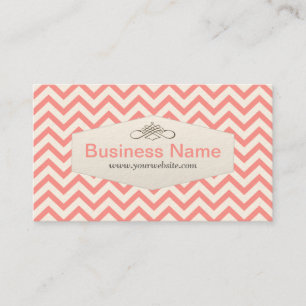 Carte de visite rose Girly de styliste de Chevron