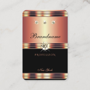 Carte De Visite Rose glamour Noir d'or avec diamants étincelants