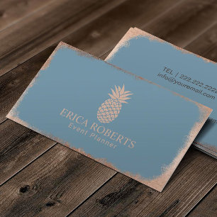 Carte De Visite Rose Gold Ananas Dusty Blue Event Planning