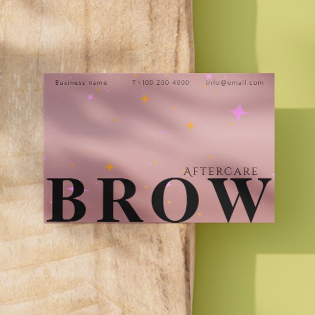 Carte De Visite Rose Gold après soins Instruction de souffle (Rose Gold After Care Brow Instruction Business Card)