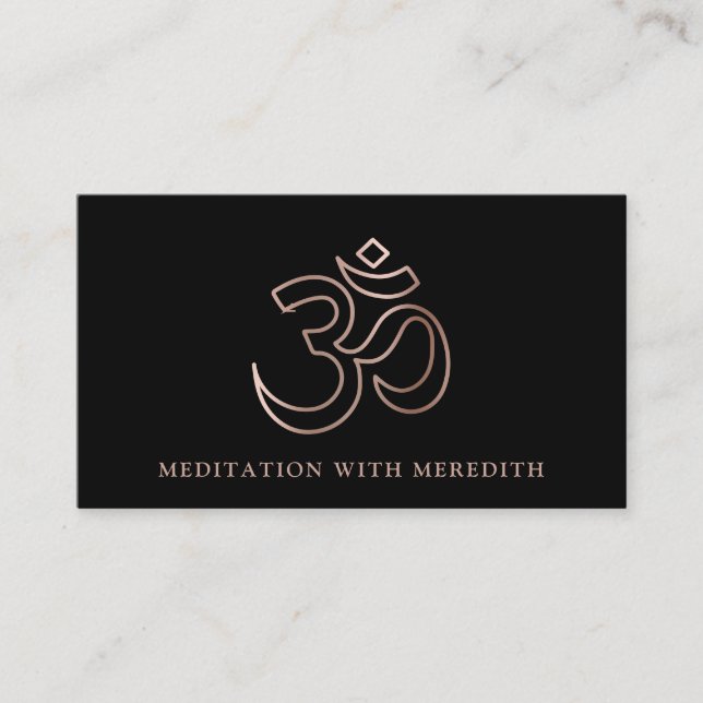 Carte De Visite Rose Gold Aum Om Symbole Méditation Enseignant Noi (Devant)