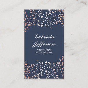 Carte De Visite Rose Gold Baby's Breath Floral Vintage Élégant