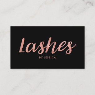 Carte De Visite Rose Gold Black Lashes Beauté Salon Cosmetologue