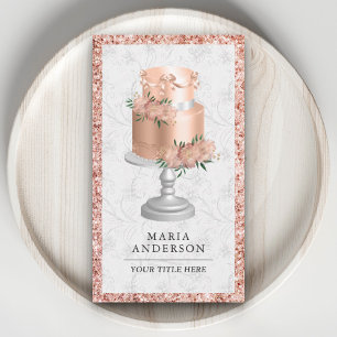 Carte De Visite Rose Gold Blush Rose Floral Custom Cake Bakou