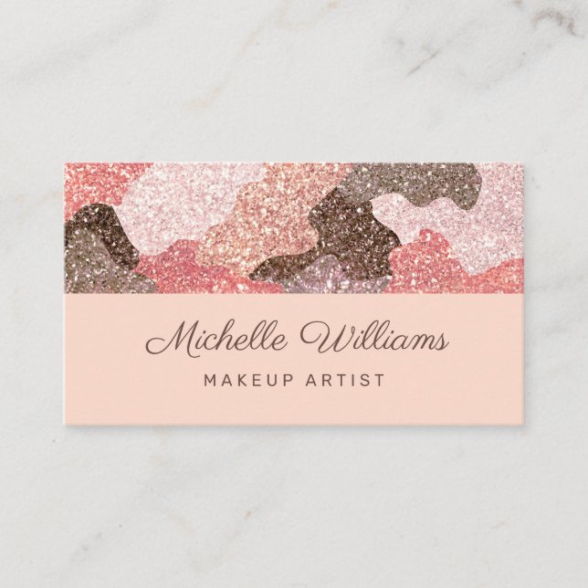 Carte De Visite Rose Gold Camouflage Faux Parties scintillant Prof (Devant)