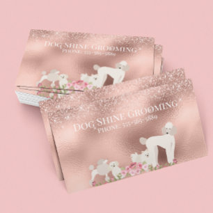Carte De Visite Rose Gold Chien Grooming Parties scintillant pour 