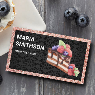 Carte De Visite Rose Gold Chocolat Fruit Pâtisserie Chef boulanger