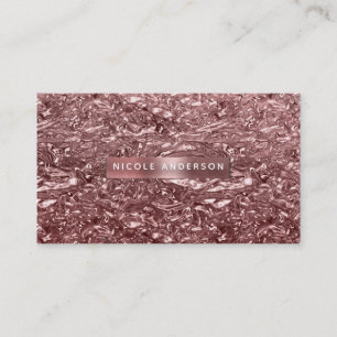 Carte De Visite Rose Gold Chromé Liquide Métallisé Glam Chic