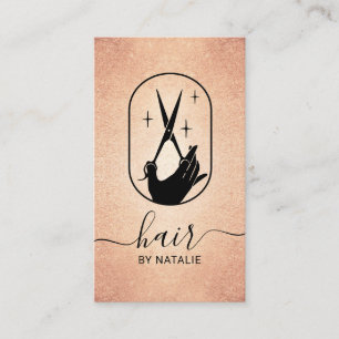 Carte De Visite Rose Gold ciseau & Logo à la main Styliste de che