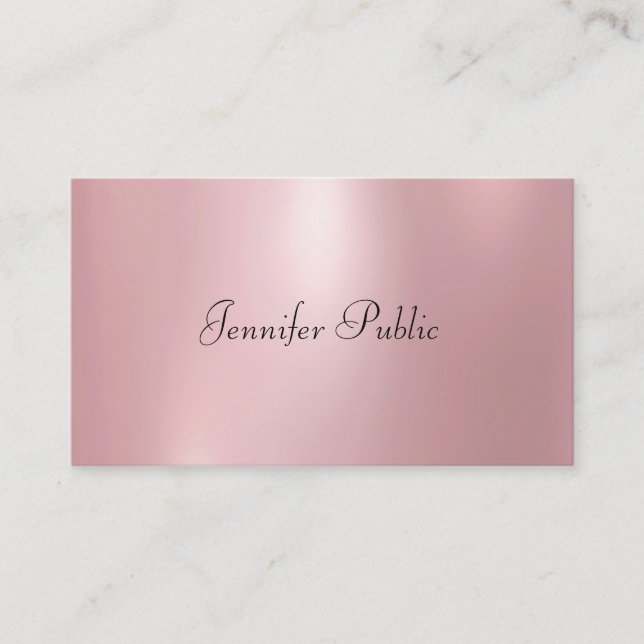 Carte De Visite Rose Gold Color Modern Calligraphes Cute Design (Devant)