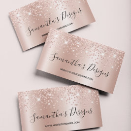 Carte De Visite Rose Gold Confetti Parties scintillant Ombre Bouti
