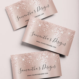 Carte De Visite Rose Gold Confetti Parties scintillant Ombre Bouti
