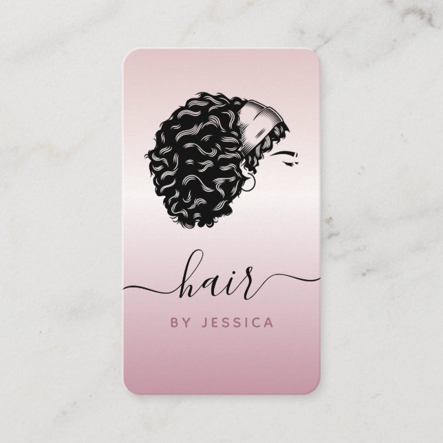 Carte De Visite Rose Gold Curly Afro Coiffeuse coiffeuse Beauté Sa (Devant)
