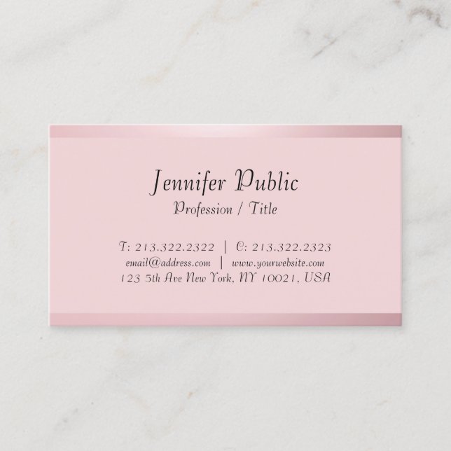 Carte De Visite Rose Gold Custom Calligraphed Script Modèle (Devant)