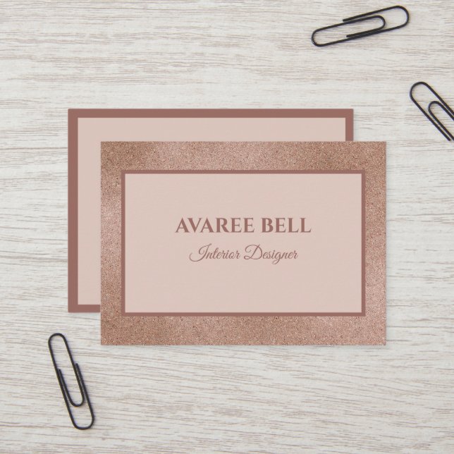 Carte De Visite Rose Gold Designer d'intérieur (Devant/Arrière en situation)