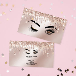 Carte De Visite Rose Gold Drips Étincelle Lashes Wink Eye Maquilla