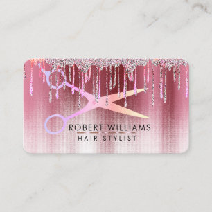 Carte De Visite Rose Gold Drives Ciseaux Artiste maquillage cheveu