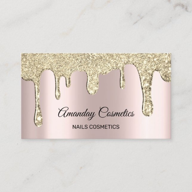 Carte De Visite Rose Gold Drives Nails Wax Maquillage Artiste (Devant)