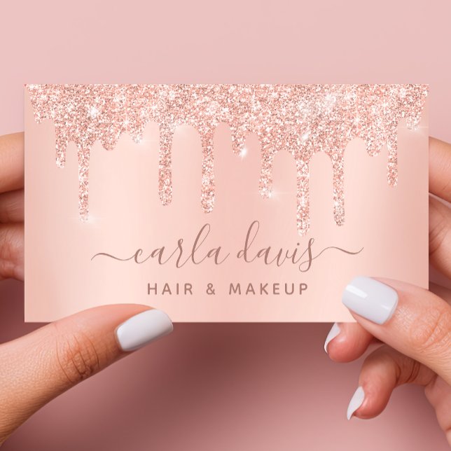 Carte De Visite Rose Gold Drives Sparkle Lash Salon Artiste maquil (Créateur téléchargé)