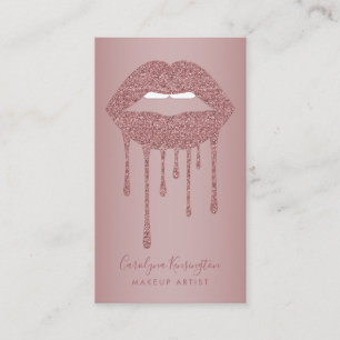 Carte De Visite Rose Gold Driving Parties scintillant Lips Maquill