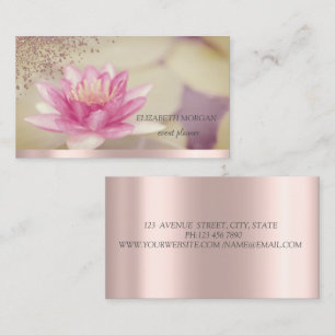 Carte De Visite Rose Gold Élégant Moderne Diamants Lotus Boho