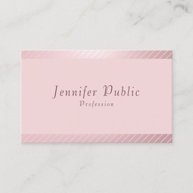 Carte De Visite Rose Gold Elegant Moderne tendance Simple Modèle (Devant)