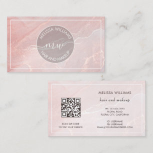 Carte De Visite Rose Gold  Encre Marbre   Code QR