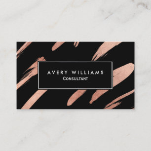 Carte De Visite Rose Gold et Black Modern Abstrait Professionnel