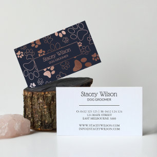 Carte De Visite Rose Gold Et Marine Chien Walker Empreinte de patt