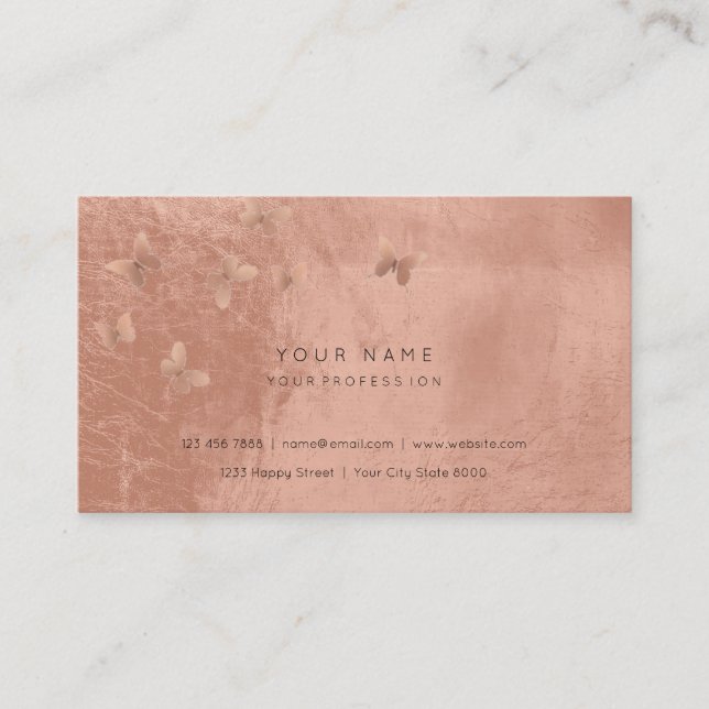 Carte De Visite Rose Gold Faux Black Blush Cooper Vip Metallic (Devant)