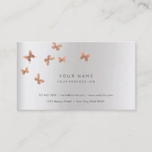 Carte De Visite Rose Gold Faux Blanc Grey Cooper Vip Pearly Silver