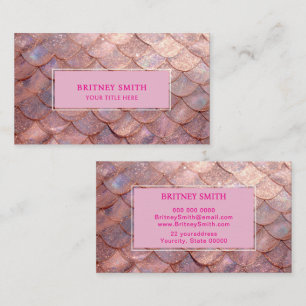 Carte De Visite Rose gold faux iridescent Mermaid Scale