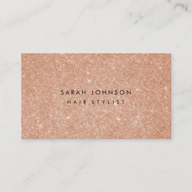 Carte De Visite Rose Gold Faux Parties scintillant Coiffeuse Styll (Devant)