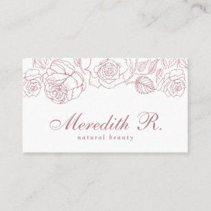 Carte De Visite Rose Gold Floral Bordure Élégante Signature Script