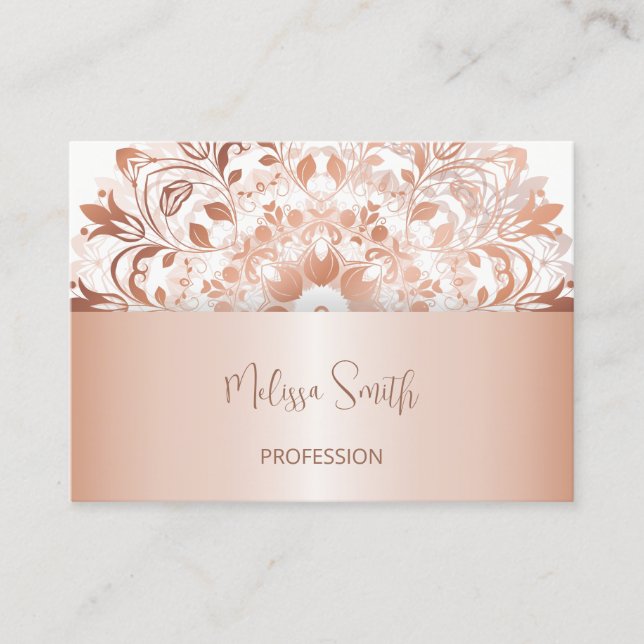 Carte De Visite Rose Gold Floral Mandala (Devant)