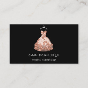 Carte De Visite Rose Gold Floral Robe Logo Mode Evénement Planific