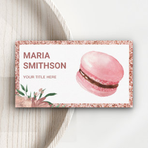 Carte De Visite Rose Gold Floral Rose Macaron Pâtisserie Boulanger