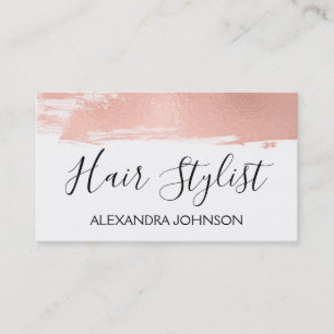 Carte De Visite Rose Gold Foil Brush Stroke Hair Styliste