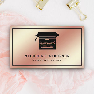 Carte De Visite Rose Gold Foil Chic Typewriter Professional