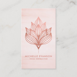 Carte De Visite Rose Gold Foil Lotus Flower Blush Rose