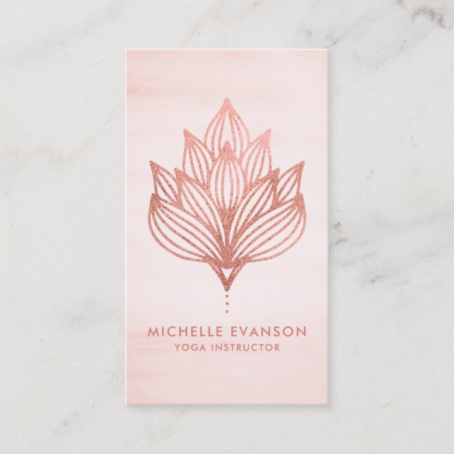 Carte De Visite Rose Gold Foil Lotus Flower Blush Rose (Devant)