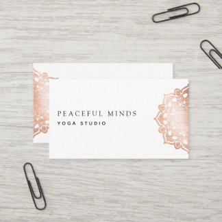 Carte De Visite Rose Gold Foil Mandala Yoga Instructeur