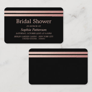 Carte De Visite Rose Gold Foil Stripes Fête des mariées Billet Inv
