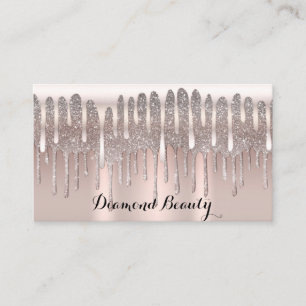 Carte De Visite Rose Gold Glacé Diamant Paillettes Dégoulinant Bea