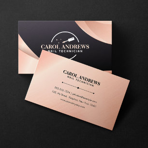 Carte De Visite Rose Gold Glam Technicienne des Ongles Artiste Ong