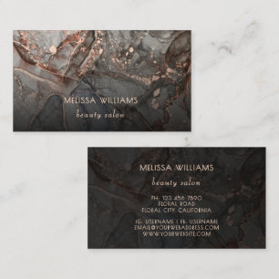 Carte De Visite Rose Gold Gris Encre Marbre 