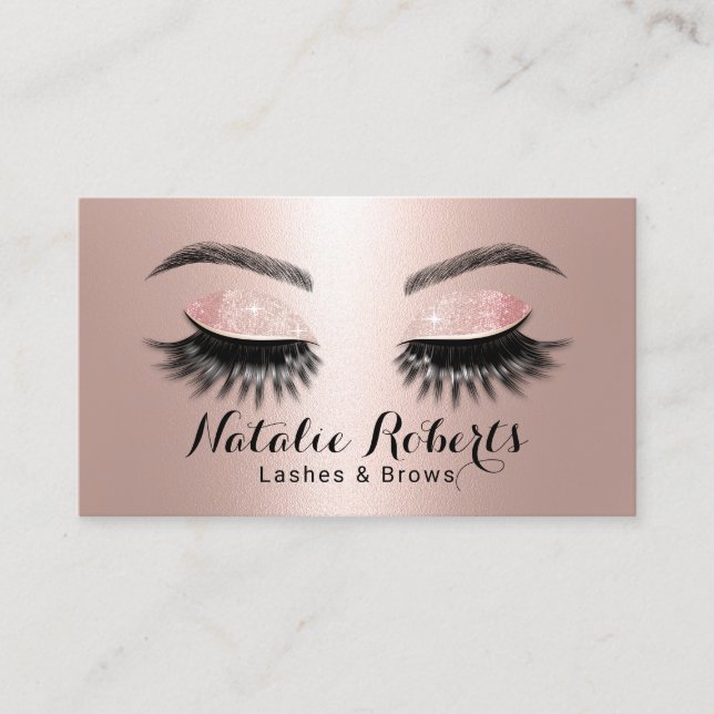 Carte De Visite Rose Gold Lashes Maquillage Artiste Beauté Salon (Devant)