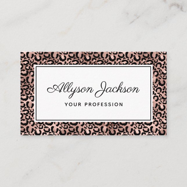 Carte de visite rose Gold Leopard (Devant)